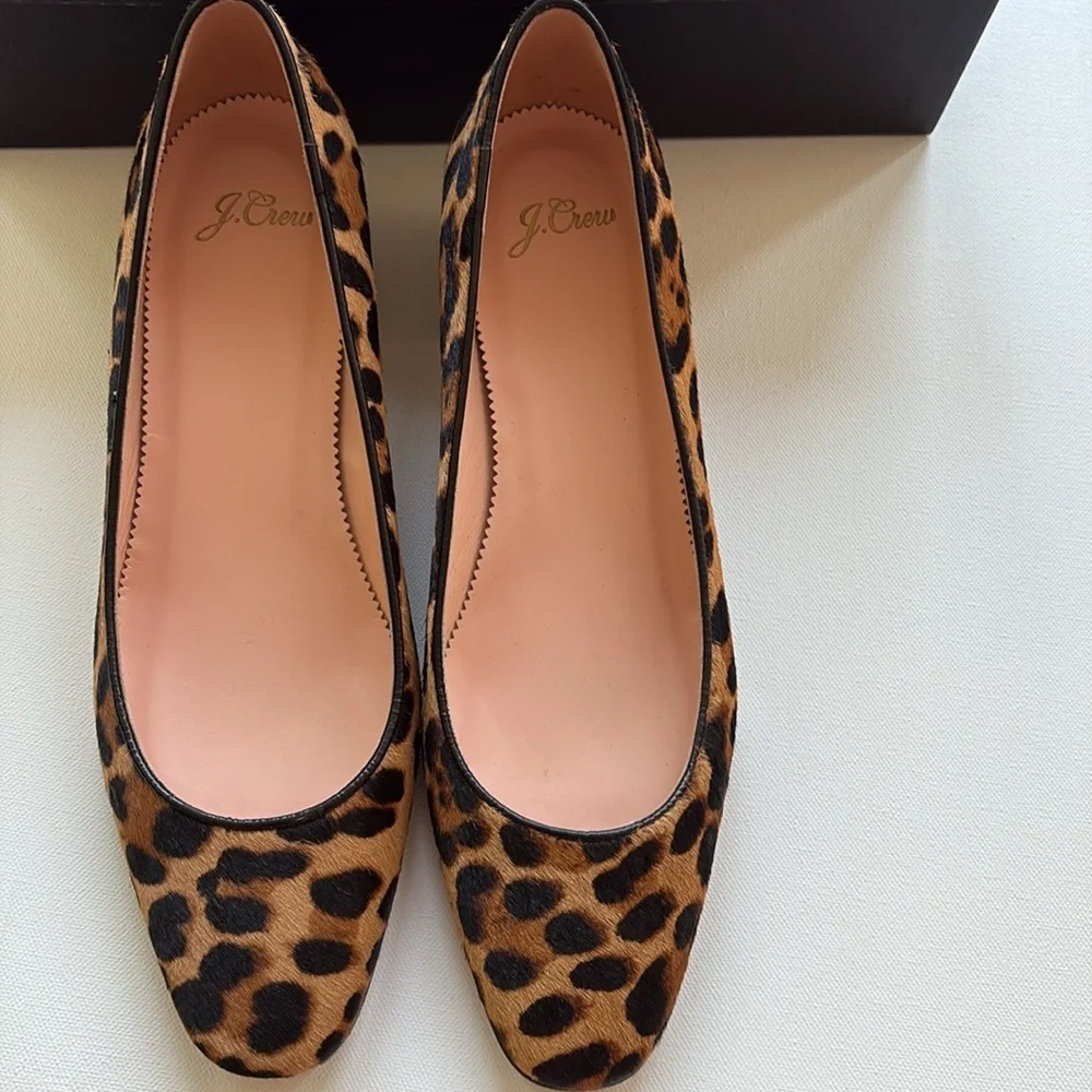 J.Crew Kate Block Heel Pumps in Leopard Calf Hair- NIB- Mahogany- Size 9.5 - Picture 10 of 10